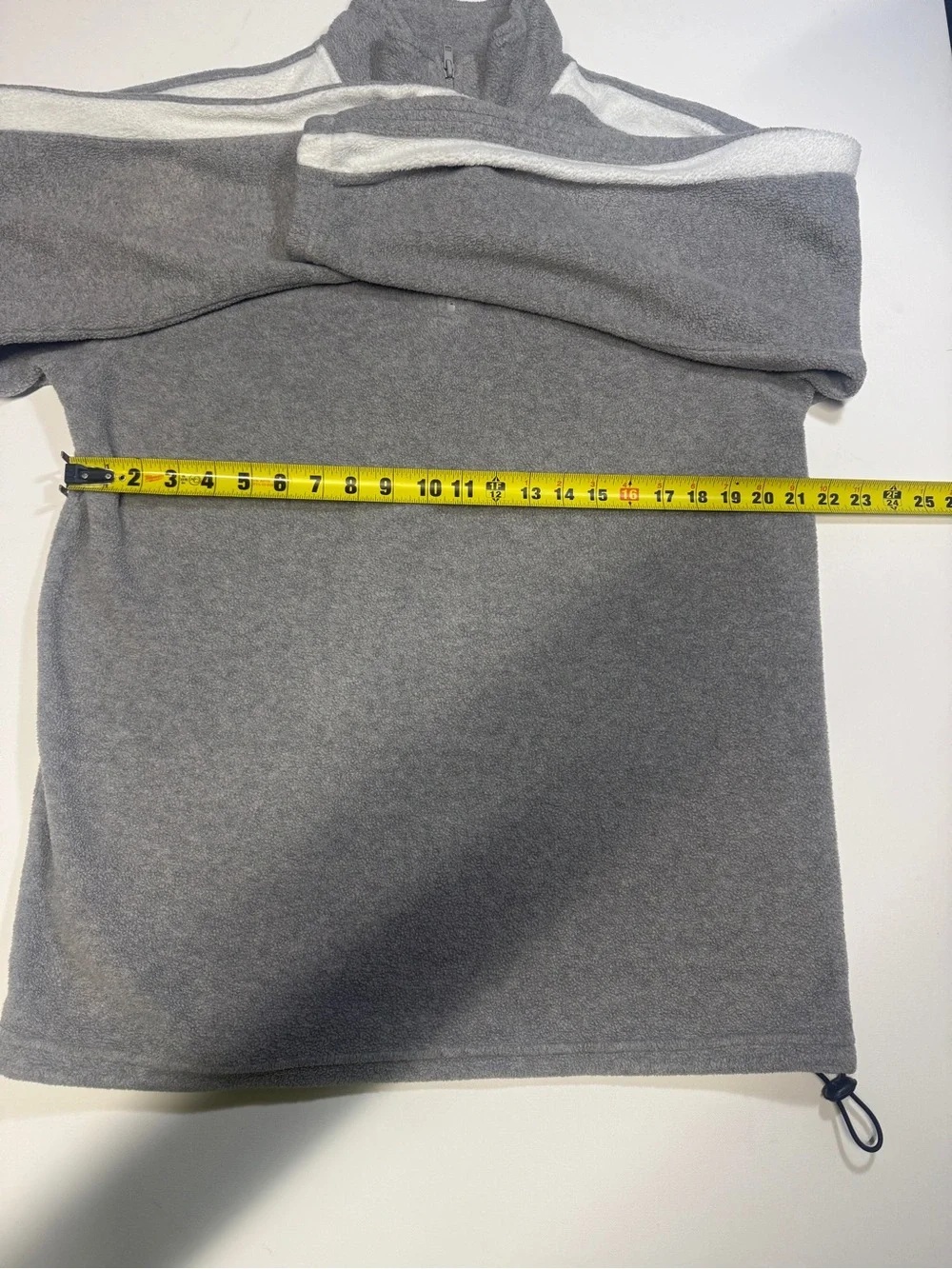 Active Basic Gray Quarter-Zip Fleece Pullover with White Stripes - Picture 7 of 8